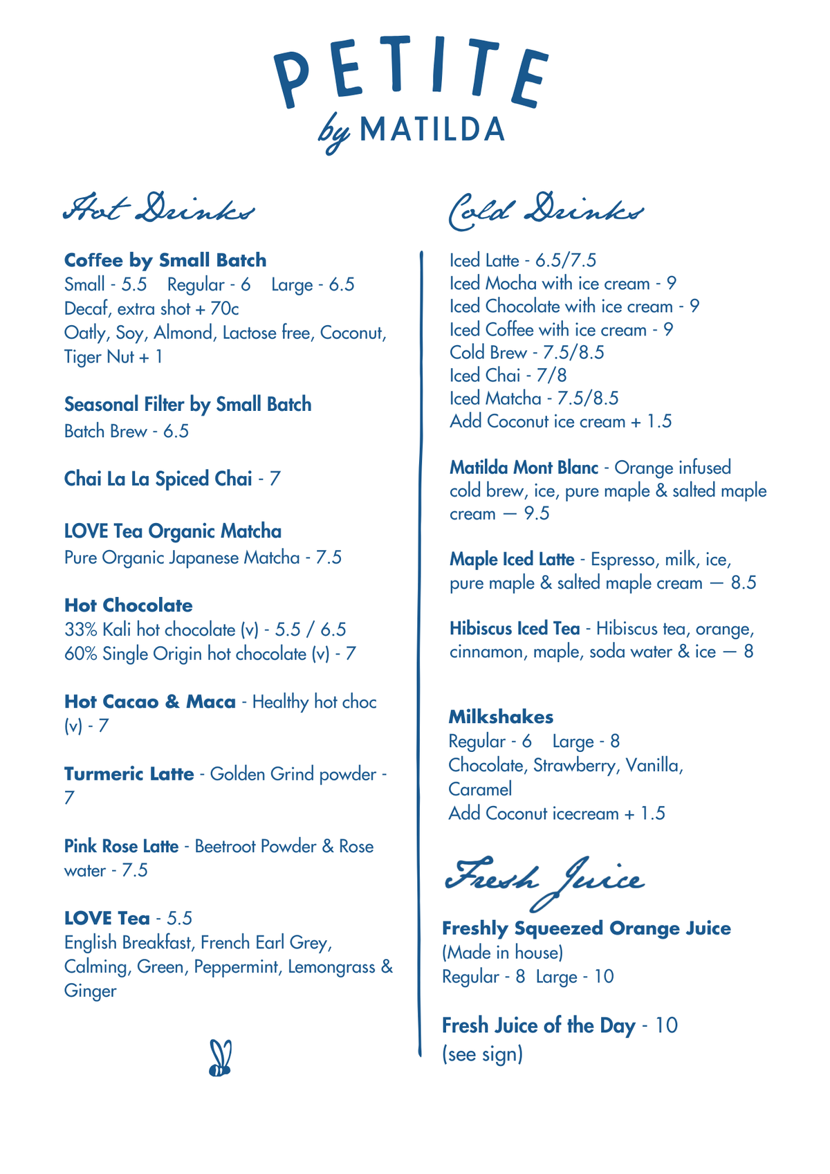 Petite Menu – Matilda Mont Albert